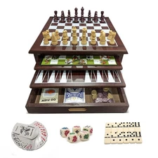15-in-1 Tabletop Game Center - Portable Wooden Combo Game Board - Unique Set ...
