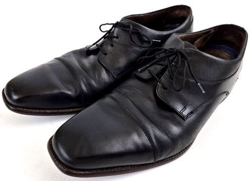 Johnston & Murphy Black Leather Cap Toe Oxford Dress Shoe Men 12