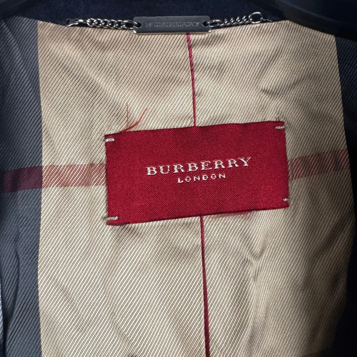 Blazer Burberry London Azul Marino Lana Angora Forro Nova Check Talla 44