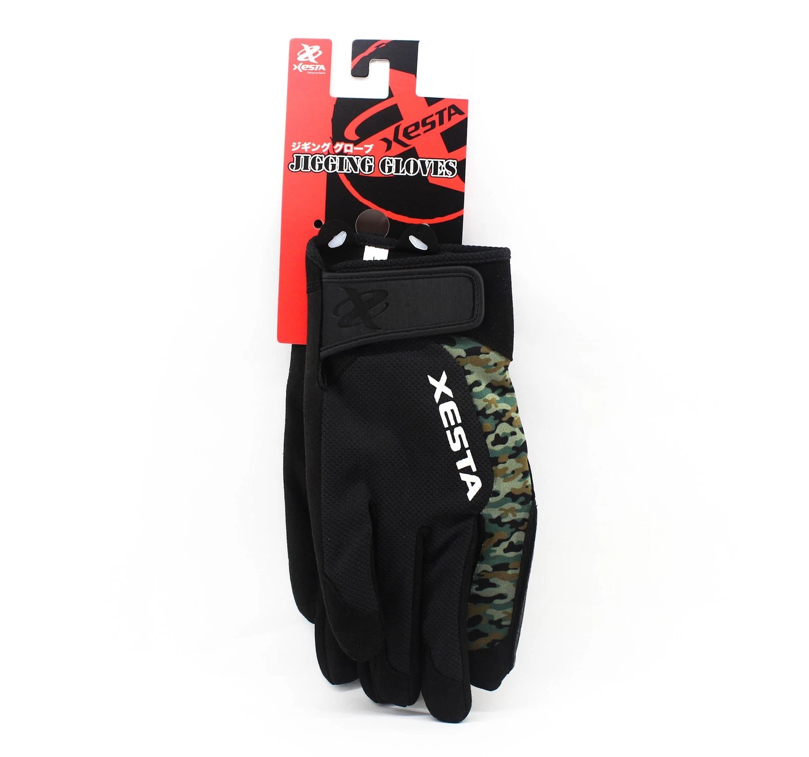 Xesta Jigging Glove Size L Black Green Camo (2487)