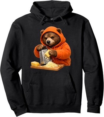 Funny Bear Grating Cheese Graphic Humor Unisex Hooded Sweatshirt