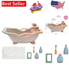 Durable Baby Doll Bath Set - Shower and Faucet Work, Ages 2+, Earth Tones