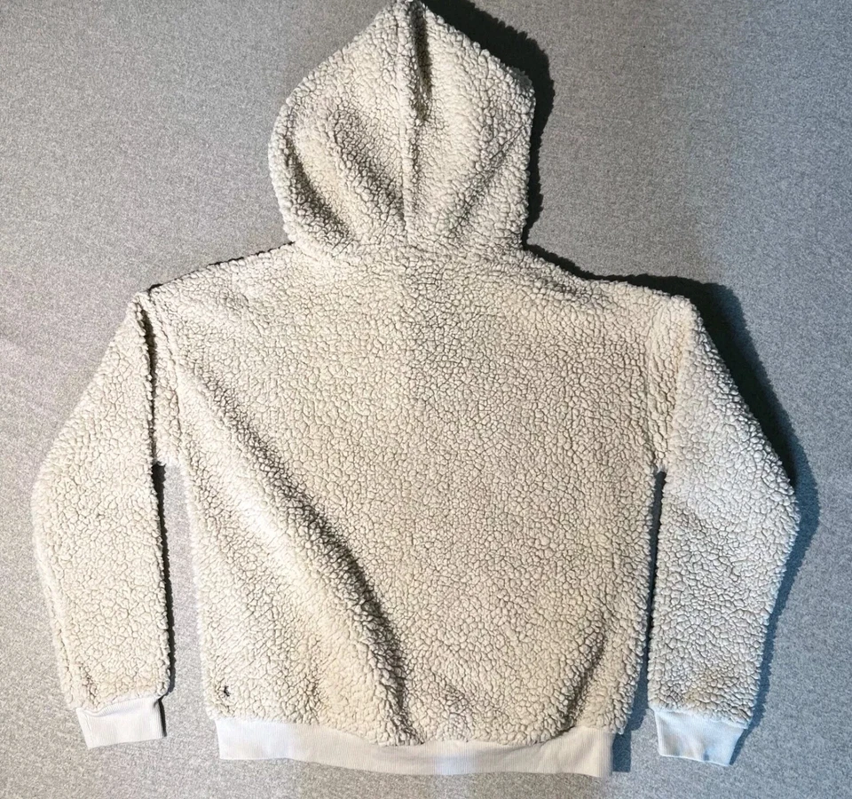 Chaqueta con Capucha Zella Para Mujer Talla Pequeña Beige Polar Felpa Pullover Bolsillo Foto 2 de 4