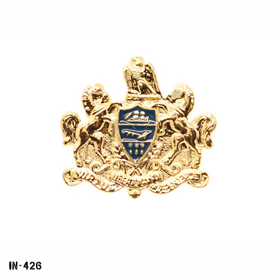 Pennsylvania State Seal Tie Tac with Chain ~ Lapel or Hat Pin ~ Gemsco ~ USA NEW