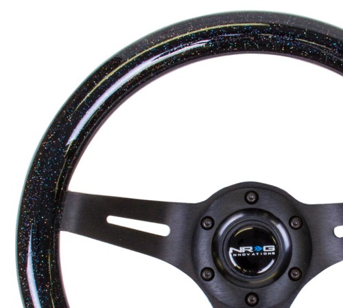 NRG Classic Wood Grain Steering Wheel (310mm) Blk Sparkle w/Blk 3-Spoke Center - Picture 6 of 10