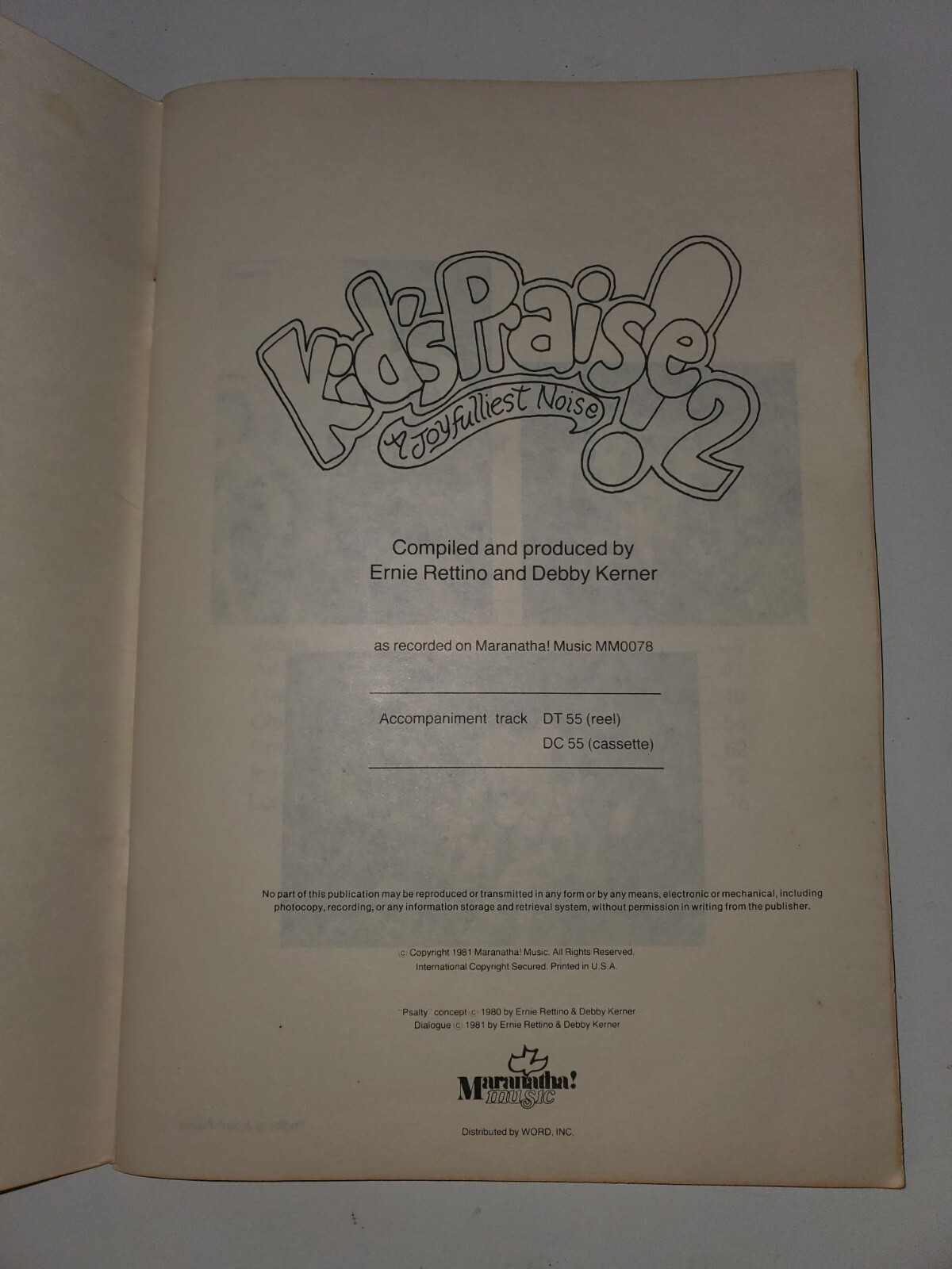 KIDS PRAISE PSALTY MARANATHA MUSIC BOOK 1981 eBay
