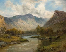 Vintage Scottish Highland Landscape Painting Giclee Print on Fine Art Paper