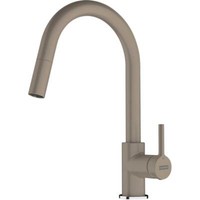 Franke Messing Hochdruck Armatur, Wasserhahn Lina J Zugauslauf Cashmere Seitenbe