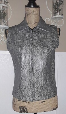 David Paul Faux Snakeskin Vest Jacket Womens S Small Zip Front Sleeveless New