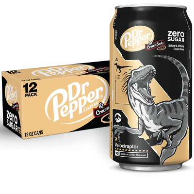 Dr Pepper Zero Sugar Cream Soda 12oz 12pk Jurassic World Rebirth