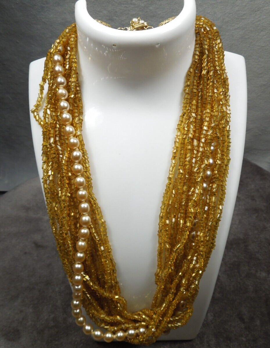 Vintage KJL Kenneth Jay Lane Multi Strand Gold Be… - image 2