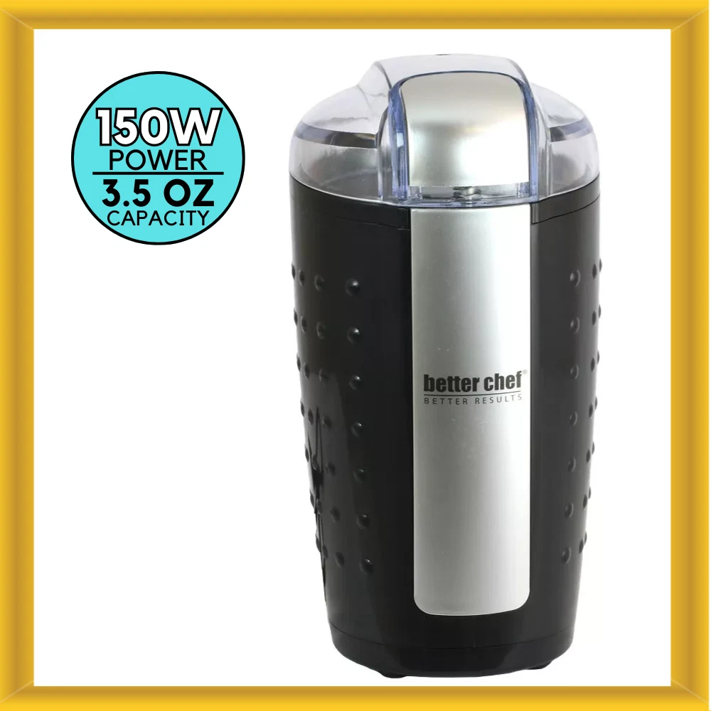 Better Chef IM-169B 150 Watt 3.5 Ounce Coffee Nuts and Spices Grinder in Black