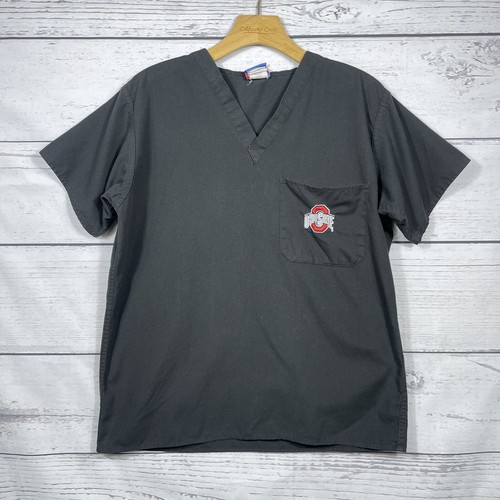 Gel Scrubs Ohio State Unisex Scrub Top Large Black Buckeyes Block O Logo GUC
