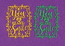 YOU MAKE MY HEART SMILE # 2 die cuts scrapbook cards