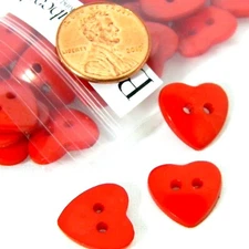 30 Red 14mm Heart Two Hole Flat Sew Sewing Connecting Plastic Acrylic Buttons