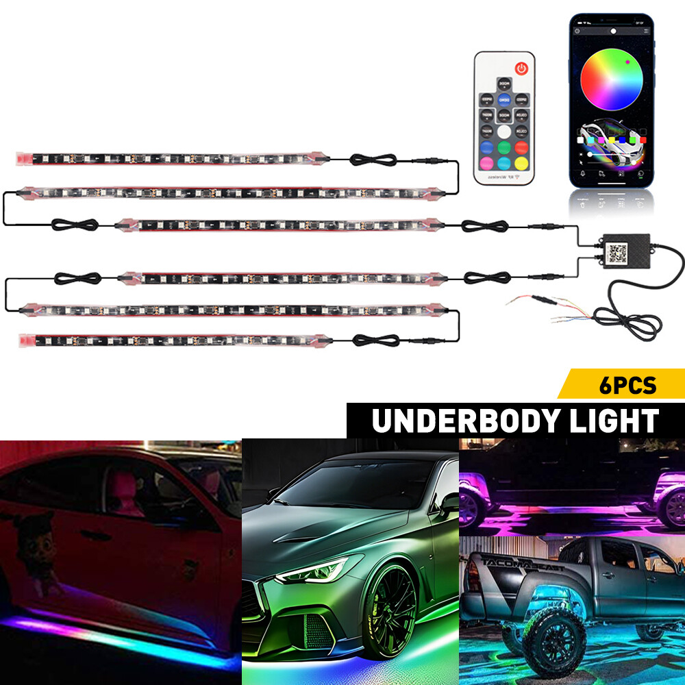 RGB Dreamcolor LED Car Underglow Lights Music Bluetooth APP Remote Control Strip