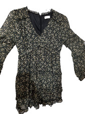 Altar'd State D10195B Large Ruffled Floral V-neck Dress Long Sheer Sleeves 455