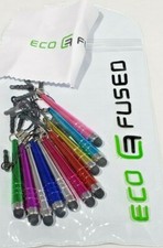 Stylus Pen Bundle 10 Pack / Short 3.5mm Jack Connector - Compatible and cloth