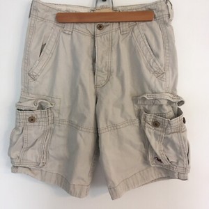 Hollister Cargo Shorts Mens 28 Button Fly Khaki Heavy Distressed Tan military | eBay
