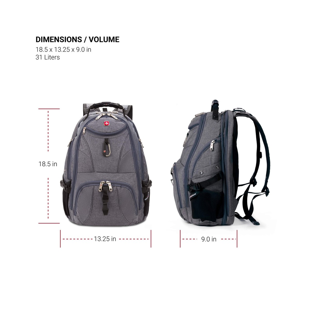 smaグレース SwissGear 1900 Scansmart TSA 17-Inch Laptop Backpack, Gray Heather