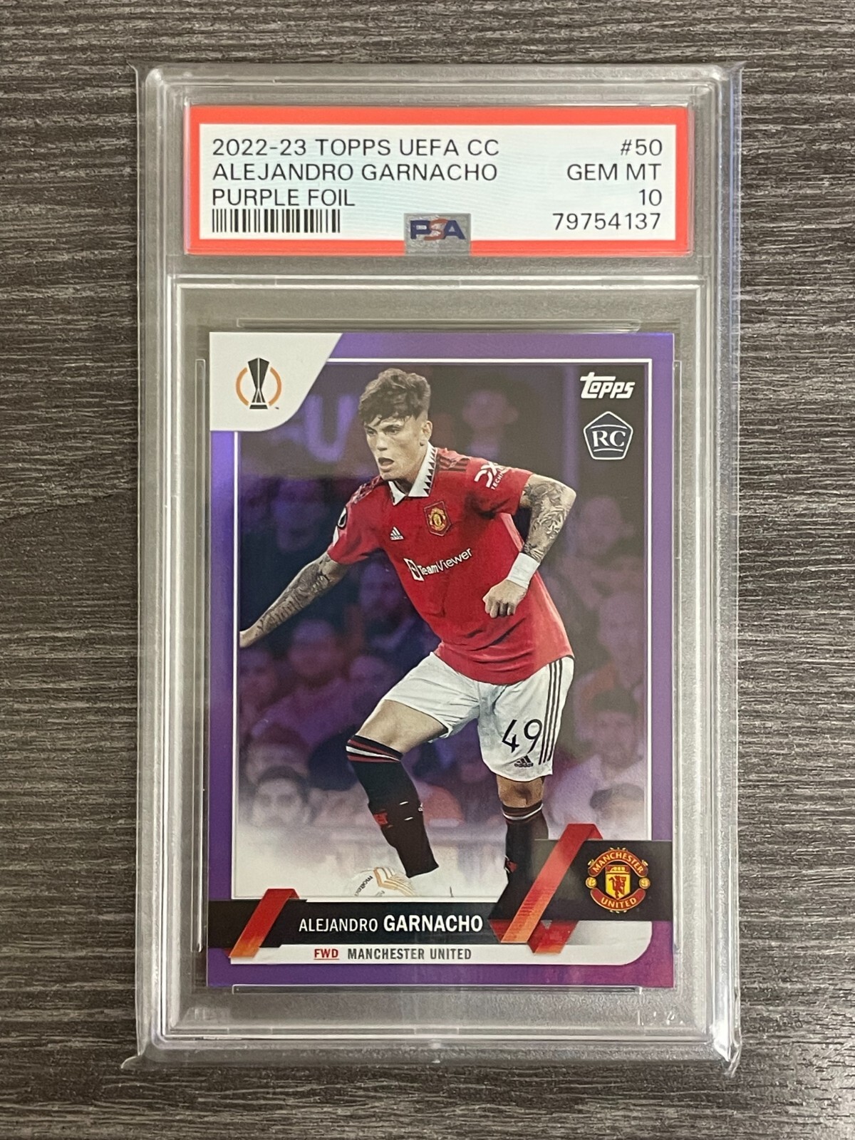 2022 Topps Alejandro Garnacho RC Rookie  #50 Purple Foil /75 PSA 10