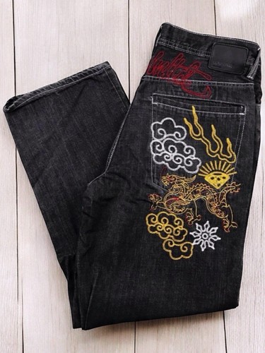 VTG Y2k Ecko Unltd Embroidered Dragon Skater Grunge Baggy Straight Leg 32W X42L - 第 1/19 張圖片