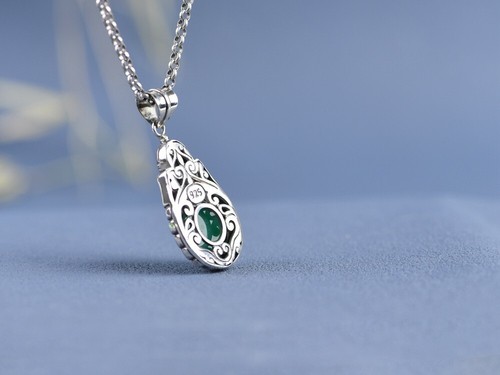 I05 Pendant Elephant With Green Agate Sterling Silver 925 - Bild 9 von 11