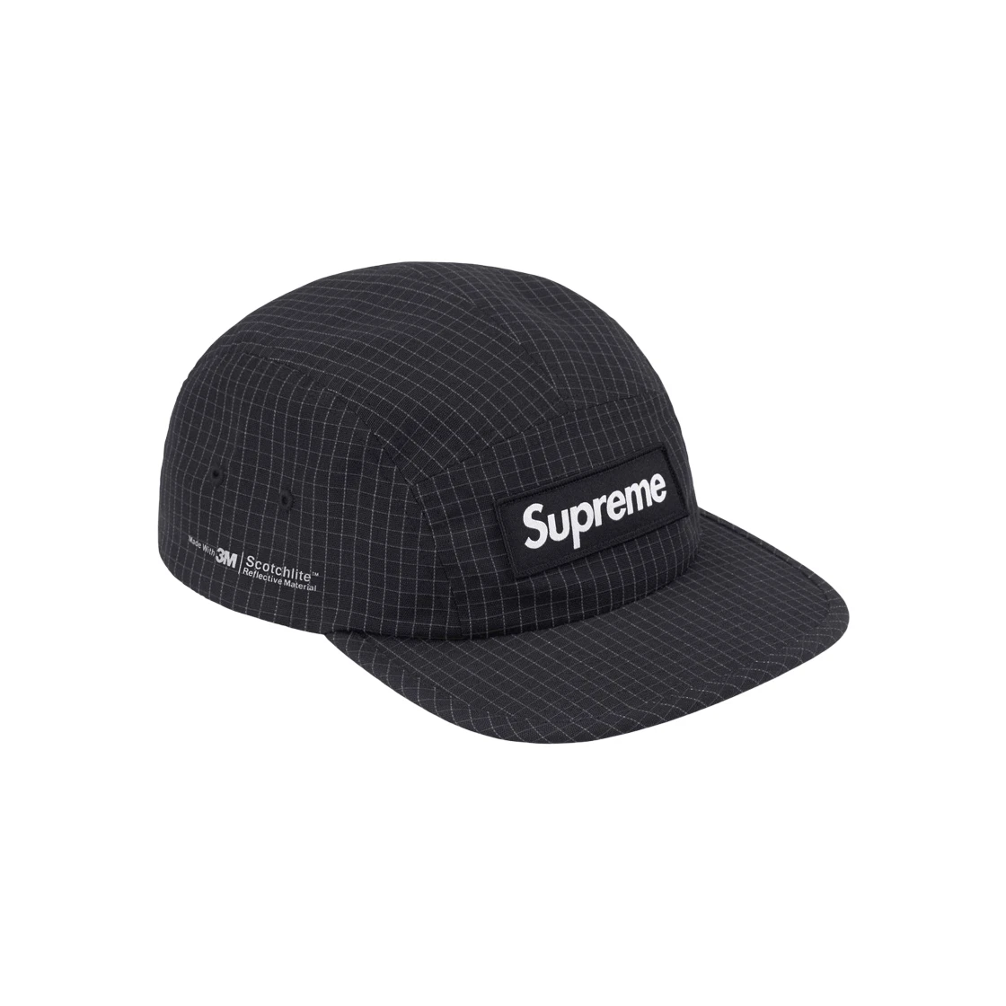Casquette de camp Supreme Reflective Ripstop noire   24SS  