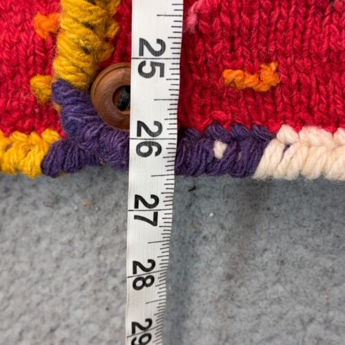 Cardigan lana Amano maglione donna grande rosso geometrico BOHO Bolivia maglia a mano - Foto 4 di 10