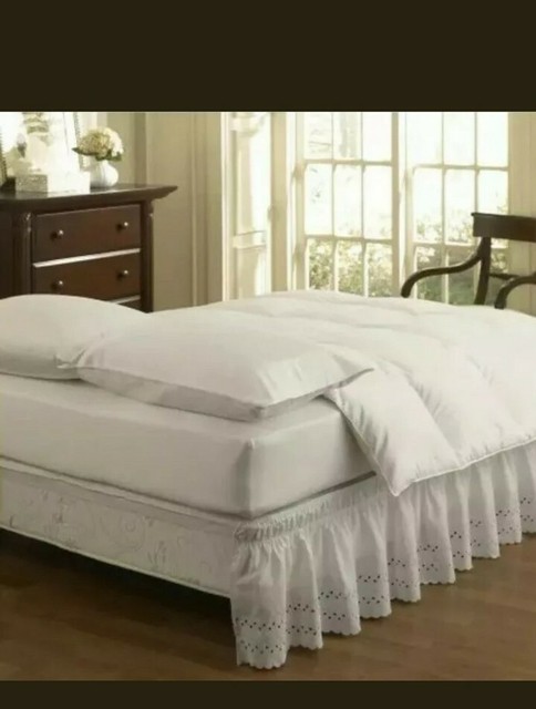 Easy Fit Ruffled Eyelet Bed Skirt Queen King White | eBay