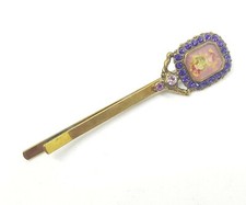 Michal Negrin Romantic hair pin hand made Crystals purple Made in Israel 9671