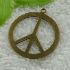 Free Ship 68 pcs bronze plated peace symbol charms pendant 44x39mm B3201