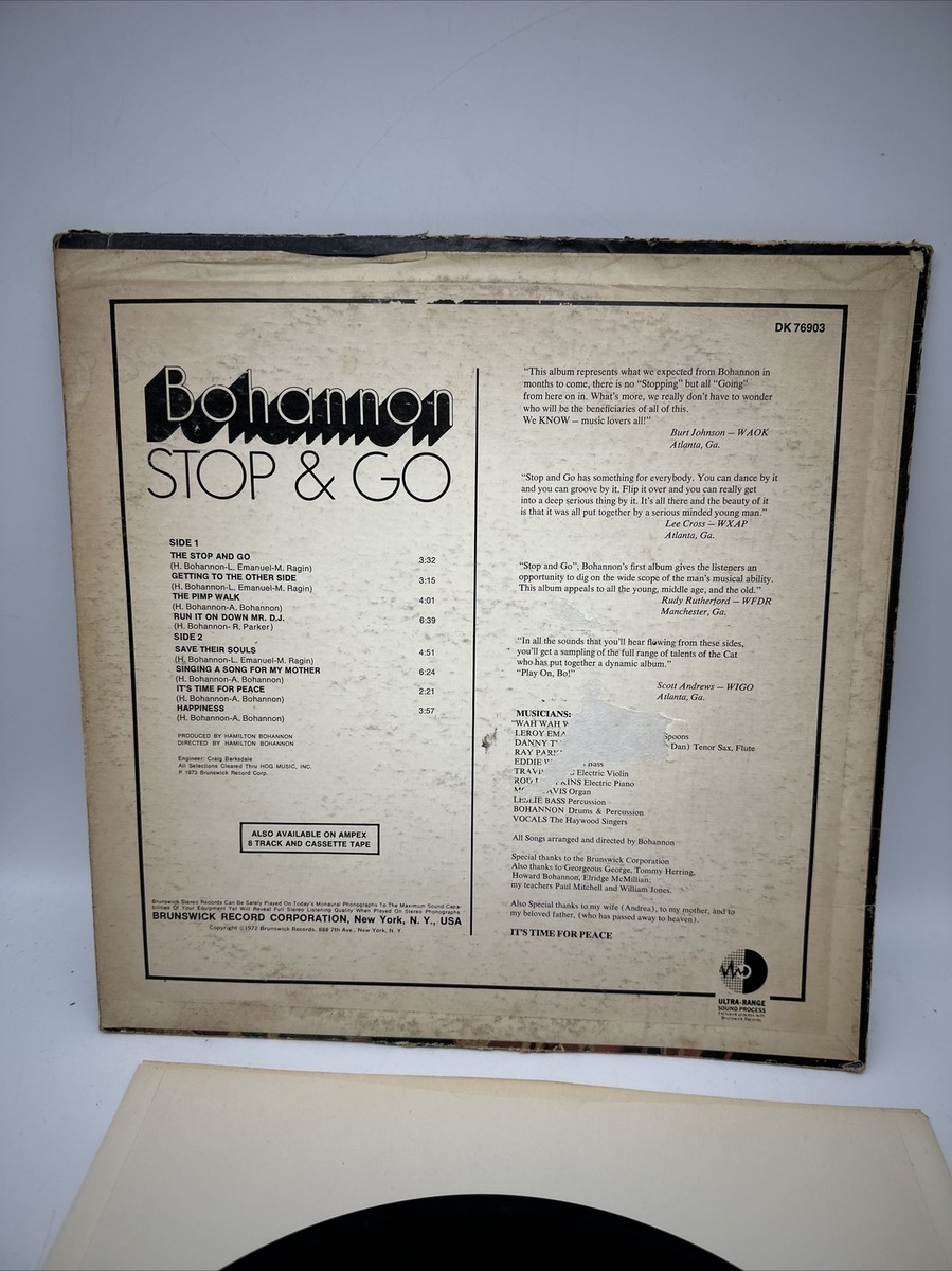 Bohannon “Stop & Go” LP Vinyl Record- Original 1973 Album Dakar DK