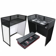 Pro X VISTA DJ Booth Facade Table Station with White/Black Scrim kit and Padded
