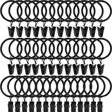 44 Pack Metal Drapery Window Curtain Ring with Clip for 1" Drapery Rod