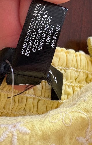 AQUA NWT Yellow Eyelet Mini Off Shoulder Dress Size XL Cottagecore Prairie Boho - Picture 13 of 13