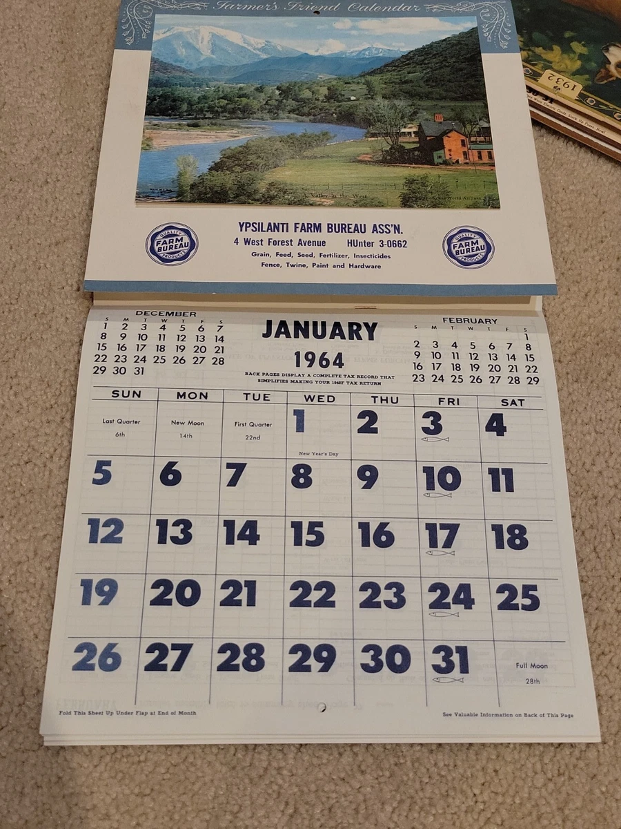 RARE VINTAGE YPSILANTI FARM BUREAU 1964 CALENDAR | eBay rare-vintage-ypsilanti-farm-bureau-1964-calendar-ebay
