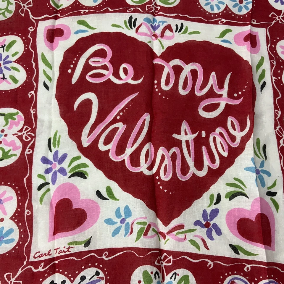 Pañuelo Carl Tait Vintage Corazón “Be My Valentine” Pañuelo Cuadrado de Bolsillo Foto 3 de 4