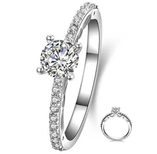 925 STERLING SILVER SOLITAIR CZ ENGAGEMENT RING BAND WED WOMEN'S SIZE 3-12 SS024