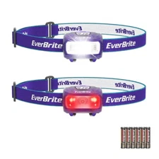 EverBrite Headlamp 2 Pack Kids Headlamp with Red Light & Memory Function Purple