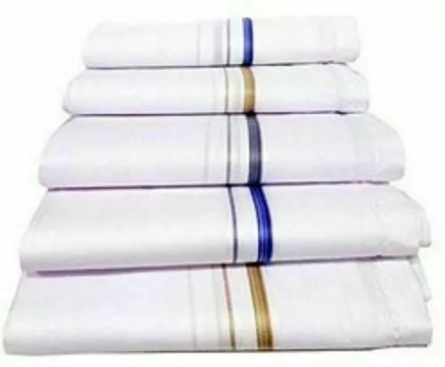 HANDKERCHIEF COTTON PLAIN WHITE STRIPE PURE SOFT FOR MEN FROM