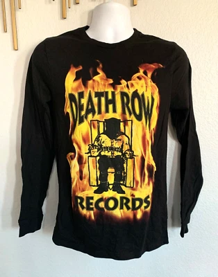 OFFICIAL DEATH ROW RECORDS SZ SMALL LONG-SLEEVE SHIRT Suge Knight RAP TUPAC BLK - Image 1 of 4