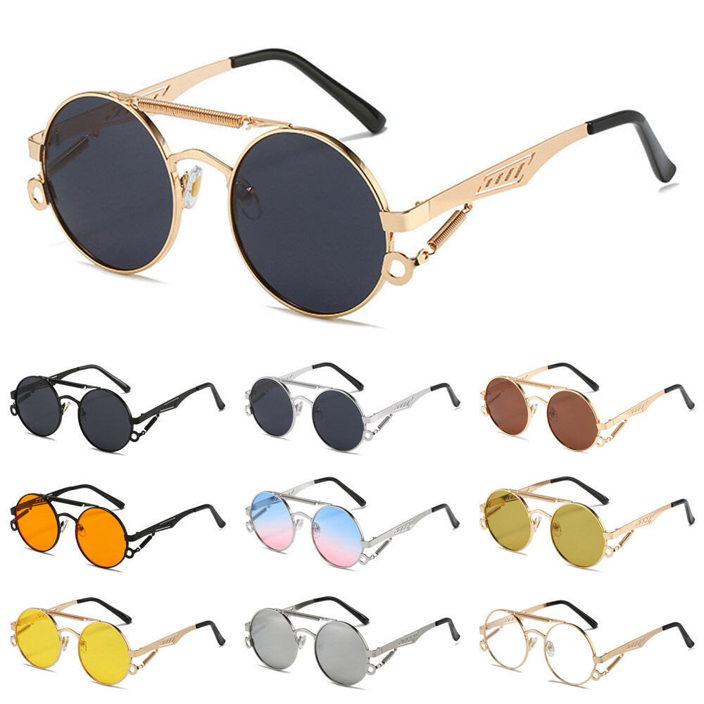 Metal Round Sunglasses Polarized Vintage Classic Wrap Around Oversize Women main image 2