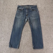 Levis 514 Jeans 36x30 Mens Slim Straight Medium Wash Out Denim Whiskering