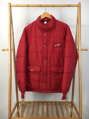 VTG Swingster Men's Puffer Insulated Manitowoc Patch Red Jacket Size L USA RARE