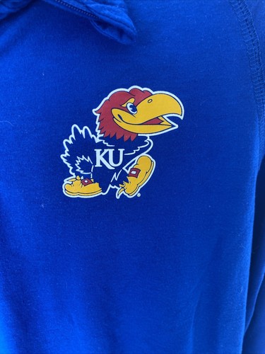 Adidas Blue Kansas Jayhawks 1/4 Zip Long Sleeve Ultimate Tee Shirt Men's Size 2X - Picture 2 of 9