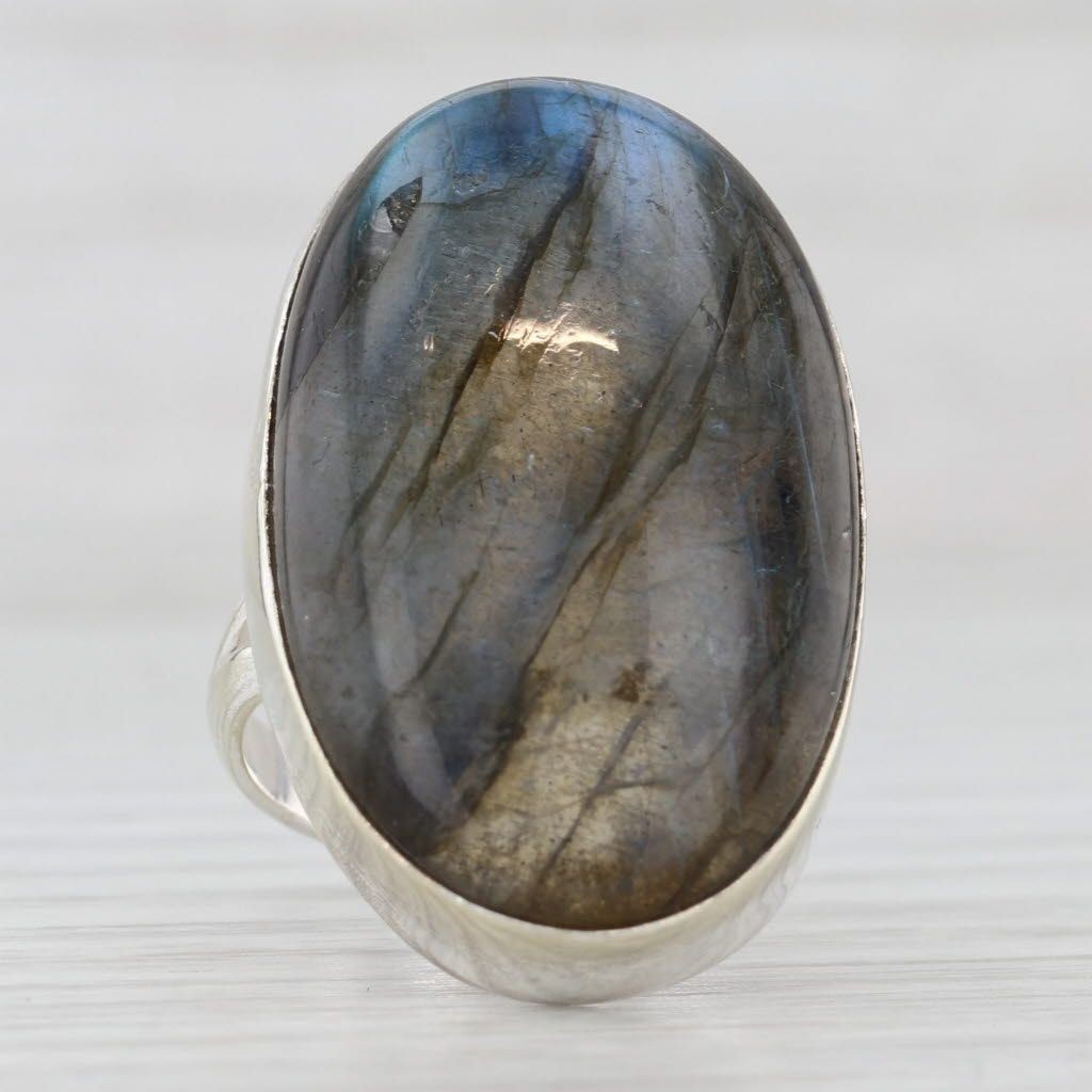 Large Labradorite Oval Cabochon Statement Ring St… - image 2