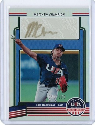 2023 USA Baseball Stars & Stripes Matthew Champion #18U2-MC Gold Ink Auto 80/100