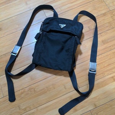 Authentic PRADA Nylon black Backpack Mini Backpack Triangular plate Vintage