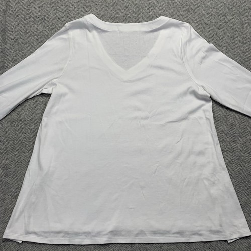 New J Jill Shirt Women’s L 100% Pima Cotton V-Neck Tee 3/4 Sleeve White - Picture 11 of 11